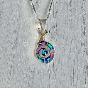 VTG Kokopelli Fertility Deity Fire Opal Inlay Pendant, American Sterling Silver